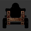 Vintage Black Metal Cannon With Wooden Carriage And Wheels
