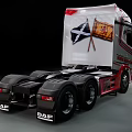 Fisher Brothers Red White Heavy Duty Truck With Stylish Graphics Driving On Road