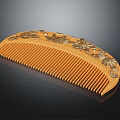 Wooden Comb With Natural Wood Material And Hand Carved Floral Patterns