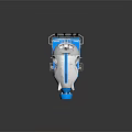 Blue And White Spacecraft With Circular Window Solar Panel And Thruster For Space Exploration