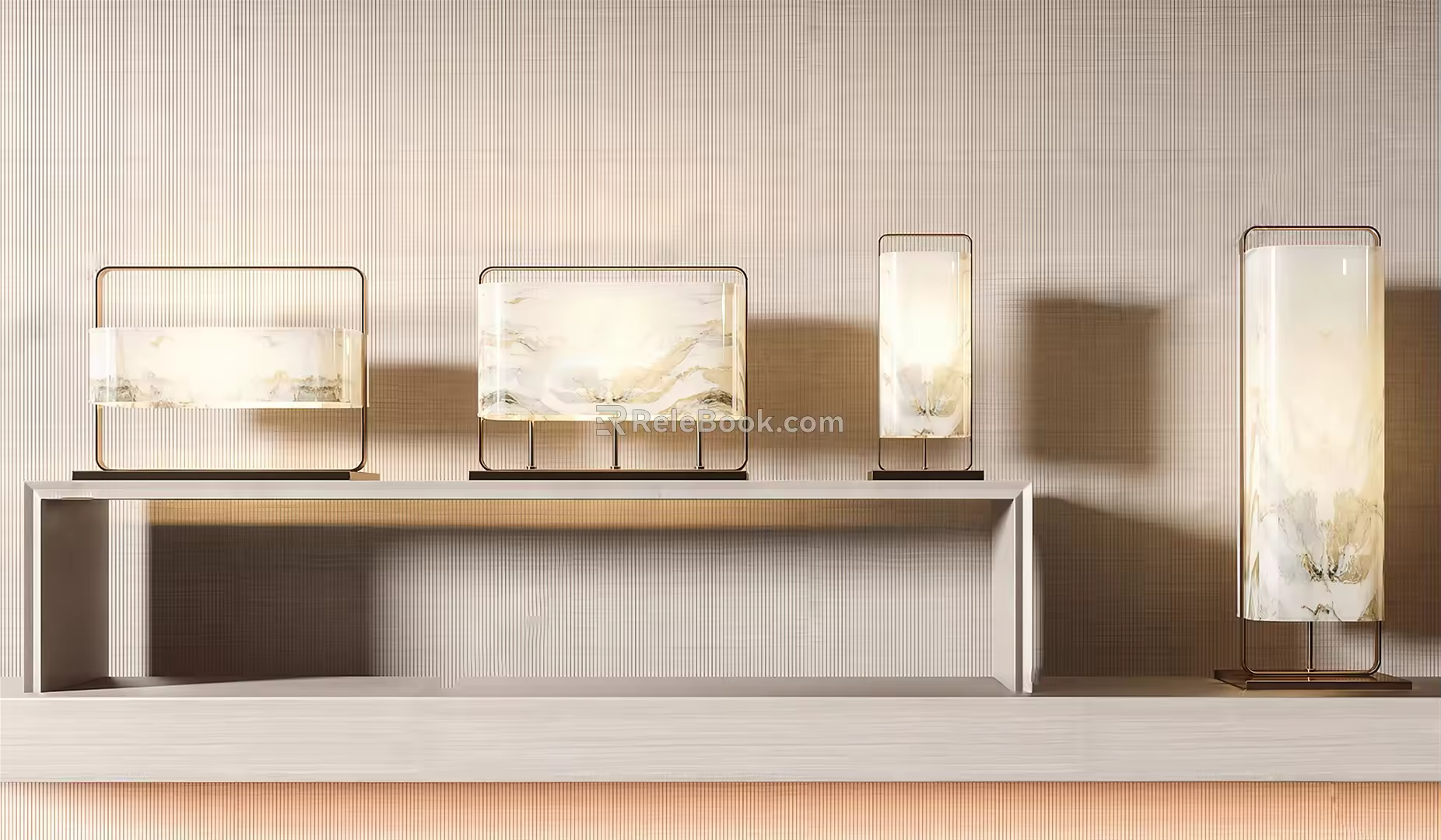 New Chinese style lamp combination table lamp 3d model