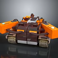 Detailed Mechanical Armored Weapon Design With Tracks And Orange Brown Components 3d model