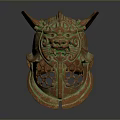 Ancient Weapon Helmet Featuring Bronze Intricate Carvings Mythical Beast Patterns And Openwork Design