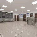 Clean National Immigration Service Hall With Service Counters And Stools In A Row