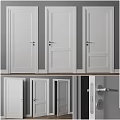Modern White Interior Doors With Various Design Styles And Handles 3d model