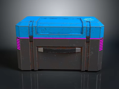 Blue And Gray Equipment Toolbox With Pink Accents And Secure Storage Design 3d model