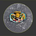 Colorful Ganesha Statue On Round Gray Decorative Display Stand For Home
