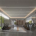 Modern Gym Interior for Sports Fitness with Ellipticals Spin Bikes and Bright Windows