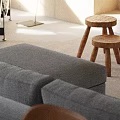 Modern Warm Open Dining And Living Room Interior With Natural Wood Accents And Cozy Furniture