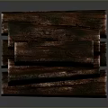 Plant Derived Stacked Wooden Logs With Natural Dark Brown Textured Surface