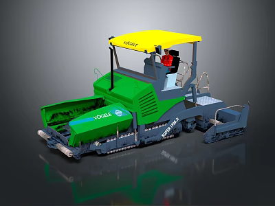Green And Yellow ABG VOGELE Road Roller With Cab And Tracks 3d model