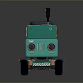 Turquoise And Orange Toy Car Design With Blue Seat Stripe Details And Black Wheels