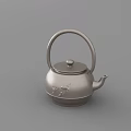 Elegant Silver Teapot With Handle And Engraved Patterns On Gray Background