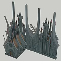 Gothic Style Building Exterior Wall With Tall Spires Pointed Tops And Intricate Decorations