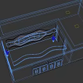 Modern Tech Interior Design With Curved Light Strip And Blue Display Screen