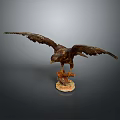 Lifelike Eagle Sculpture with Spread Wings Perched on Detailed Decorative Artistic Base
