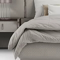 Modern Double Bed With Upholstered Headboard Light Gray Bedding And Nightstands 3d model