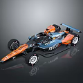 Formula Race Car With Sleek Aerodynamic Design Orange Blue Livery And Sponsor Logos