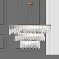Elegant Multi Tier Crystal Chandelier With Hanging Crystal Pendants For Luxury Interior