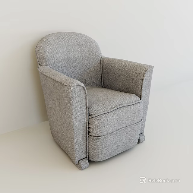 Gray Fabric Single Sofa With Modern Design Armrests And Comfortable Seating 3d model