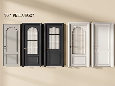 Modern Hinged Doors With Various Designs Including Glass Panels And Solid Panels 3d model