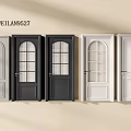 Modern Hinged Doors With Various Designs Including Glass Panels And Solid Panels 3d model