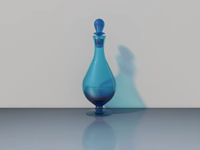 Elegant Blue Glass Decorative Ornament Set With Modern Bottle Shape For Tabletop 3d model
