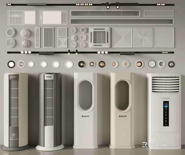 Variety Of Air Conditioners And Fans 3d model 