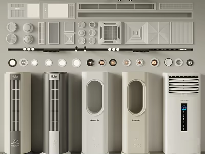 Variety Of Air Conditioners And Fans 3d model
