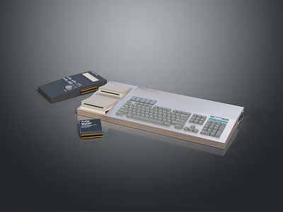 Vintage Desktop Computer System With Keyboard Floppy Disk And Disk Drive 3d model
