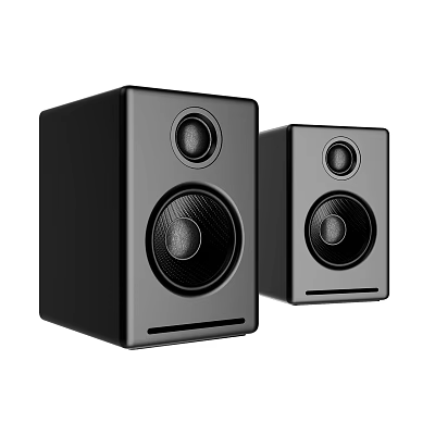 Black Modern Bookshelf Speakers With High Quality Tweeter And Woofer Design 3d model