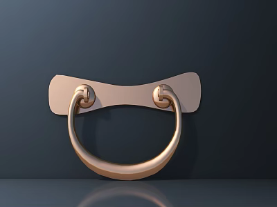 Sleek Golden Metallic Ring Shaped Door Handle on Dark Modern Backdrop 3d model