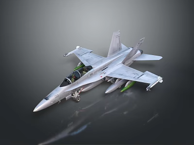 Silver Military Fighter Jet Model With Cockpit Wings And Landing Gear 3d model