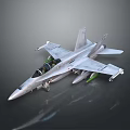 Silver Military Fighter Jet Model With Cockpit Wings And Landing Gear
