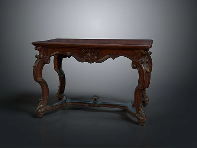 Elegant Traditional Antique Wooden Table With Ornate Carvings And Curved Legs Design 3d model