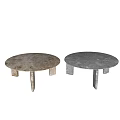Stylish Round Coffee Table Featuring Brown and Gray Marble Tabletop and Legs 3d model