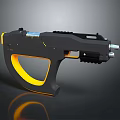 Futuristic Black And Yellow Blaster With Ergonomic Grip And Tactical Design