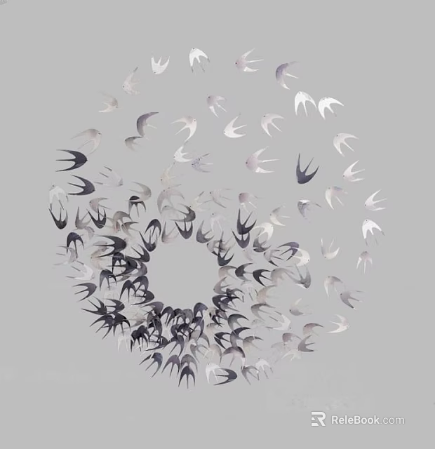 Artistic Bird Shaped Wall Decor With Spiral Arrangement In Neutral Tones 3d model 