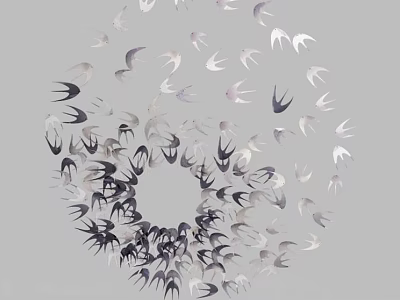 Artistic Bird Shaped Wall Decor With Spiral Arrangement In Neutral Tones 3d model