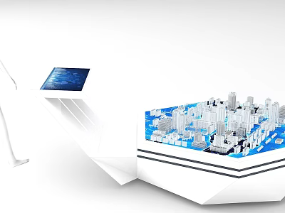 Interactive Modern Urban Sandbox Model With Detailed City Buildings And Digital Screen 3d model