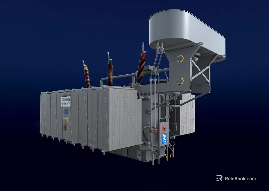 Heavy Duty High Voltage Industrial Equipment With Oil Tank Metal Casing And Busbar Terminals 3d model 