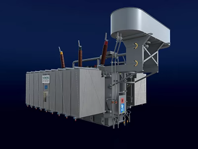 Heavy Duty High Voltage Industrial Equipment With Oil Tank Metal Casing And Busbar Terminals 3d model