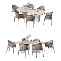 Style Dining Room Table and Chair Table and Chair Combination 3d model