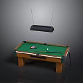 Classic Billiard Table Setup With Green Felt Surface Pool Cues And Overhead Light