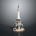 Scenic Monumental Column With Top Statue And Elephant Base In Landscape View
