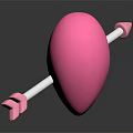 Pink Heart Balloon With White Arrow On Dark Reflective Surface 3d model