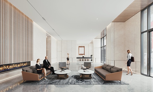 Modern Hall Corporate Lobby 3d model