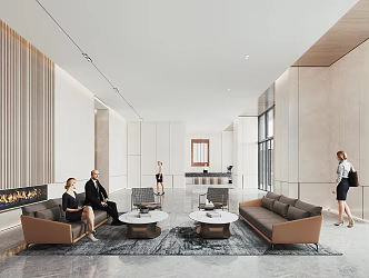 Modern Hall Corporate Lobby 3d model