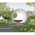 Enchanting Garden Decor With Transparent Bubble House Pink Flowers Trees Balloons And Night Lights