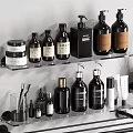 Modern Minimalist Bathroom Accessories With Black Wall Mounted Shelves Towel Racks And Toiletries